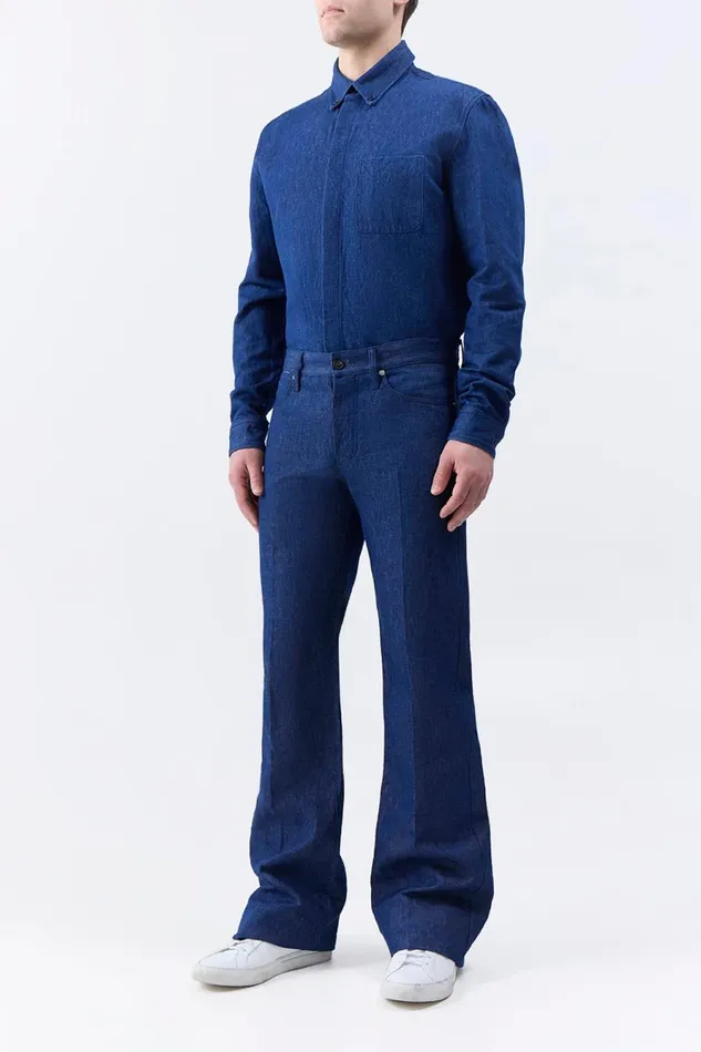 Pants Men Gabriela Hearst Preston Five Pocket Pant In Recycled Cotton Linen Denim