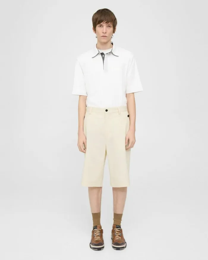Pants Men Theory Short In Cotton Twill Pearl