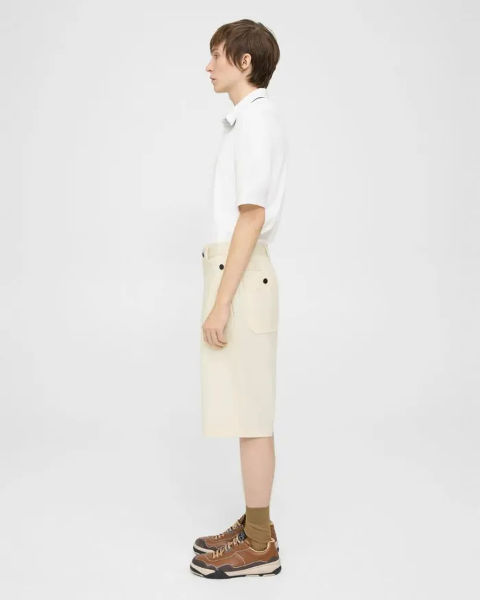 Pants Men Theory Short In Cotton Twill Pearl