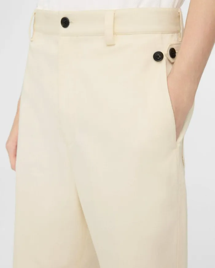 Pants Men Theory Short In Cotton Twill Pearl