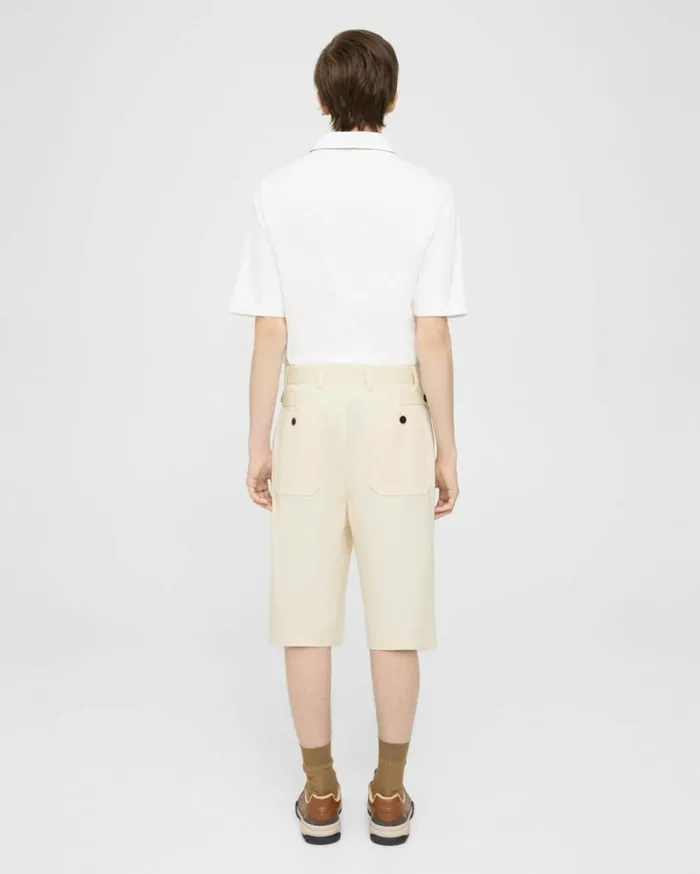Pants Men Theory Short In Cotton Twill Pearl