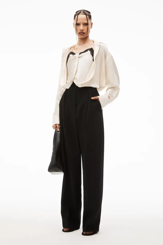 Pants Women Alexander Wang High Waisted Trouser With Logo Waistband