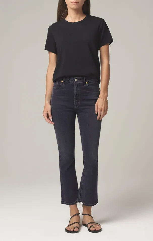 Pants Women Citizens Of Humanity Demy Cropped Flare Denim In Monochrome Monochrome