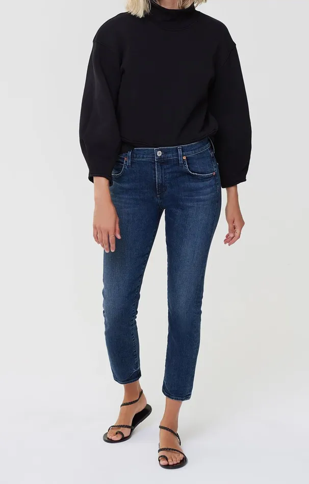 Pants Women Citizens Of Humanity Elsa Mid Rise Slim Fit Crop In Night Tide Night Tide