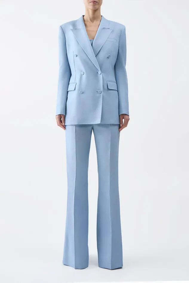 Pants Women Gabriela Hearst Rhein Pant In Stone Blue Silk Virgin Wool