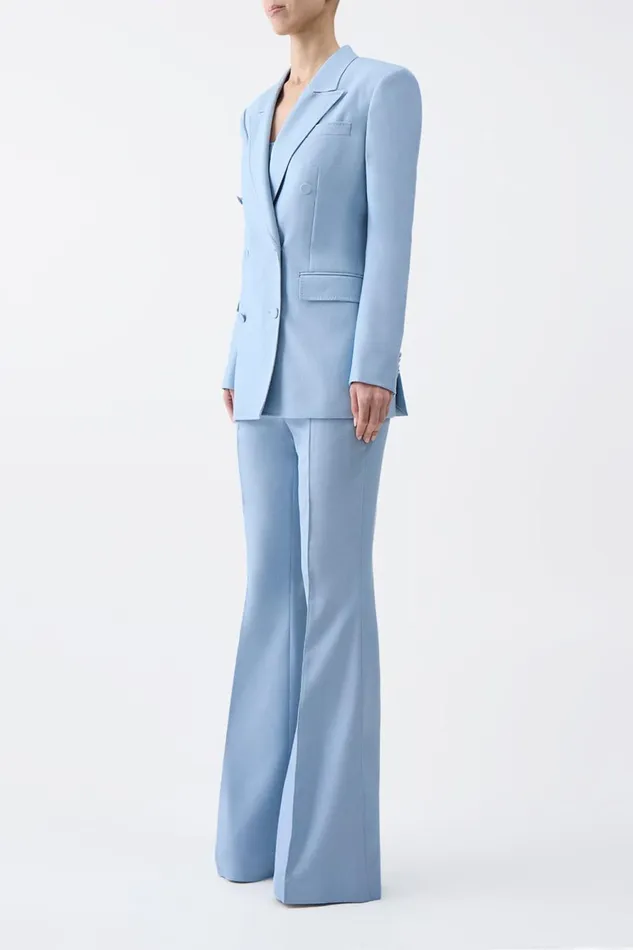 Pants Women Gabriela Hearst Rhein Pant In Stone Blue Silk Virgin Wool