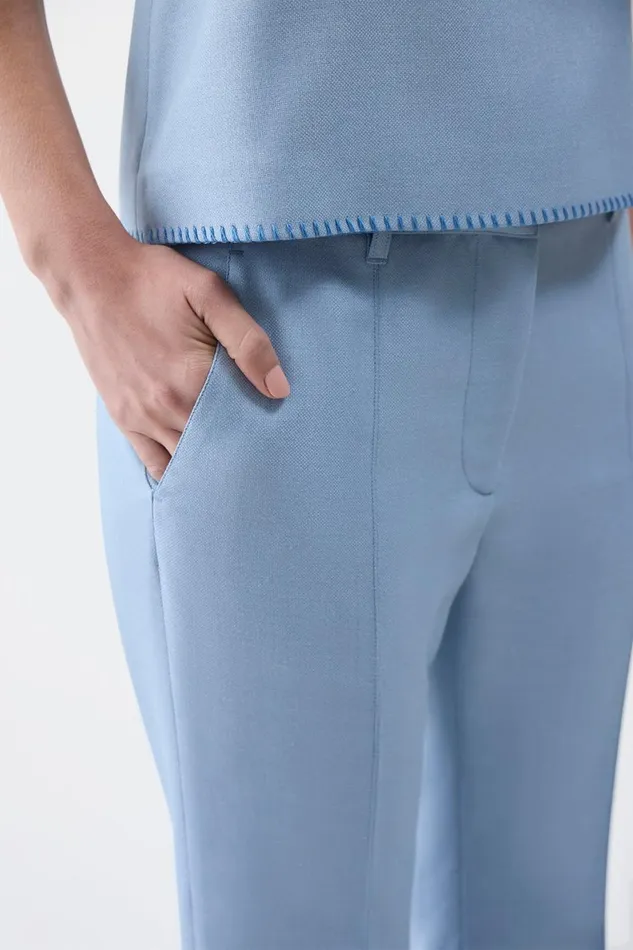 Pants Women Gabriela Hearst Rhein Pant In Stone Blue Silk Virgin Wool