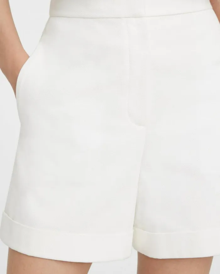 Pants Women Theory Cuffed Short In Cotton Piqu White Pants Women Theory Cuffed Short In Cotton Piqu White