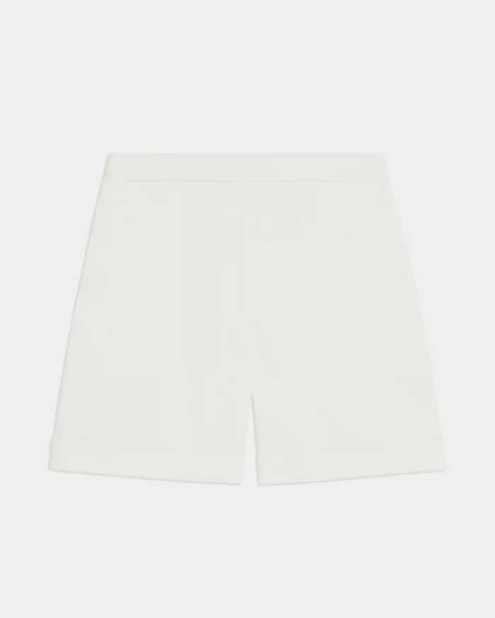 Pants Women Theory Cuffed Short In Cotton Piqu White Pants Women Theory Cuffed Short In Cotton Piqu White