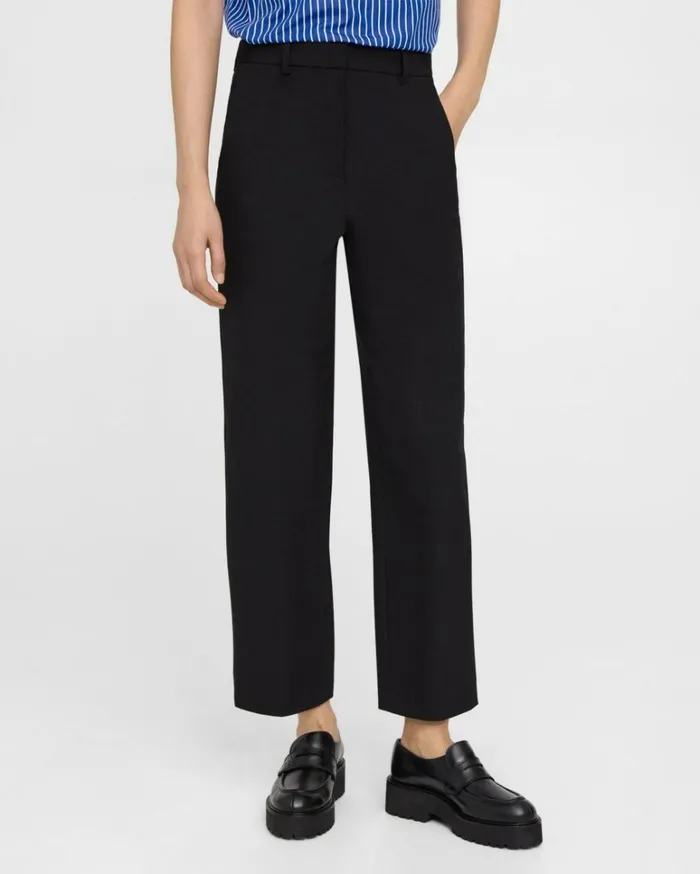 Pants Women Theory HighWaist StraightLeg Pant In Stretch Cotton Black Pants Women Theory HighWaist StraightLeg Pant In Stretch Cotton Black