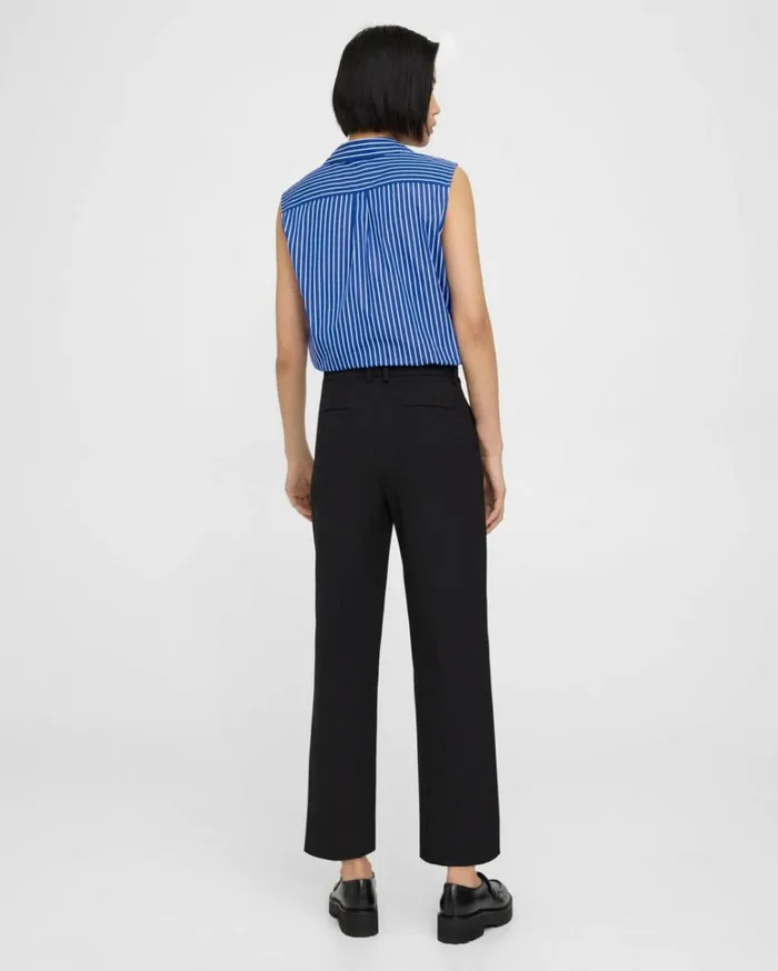Pants Women Theory HighWaist StraightLeg Pant In Stretch Cotton Black Pants Women Theory HighWaist StraightLeg Pant In Stretch Cotton Black