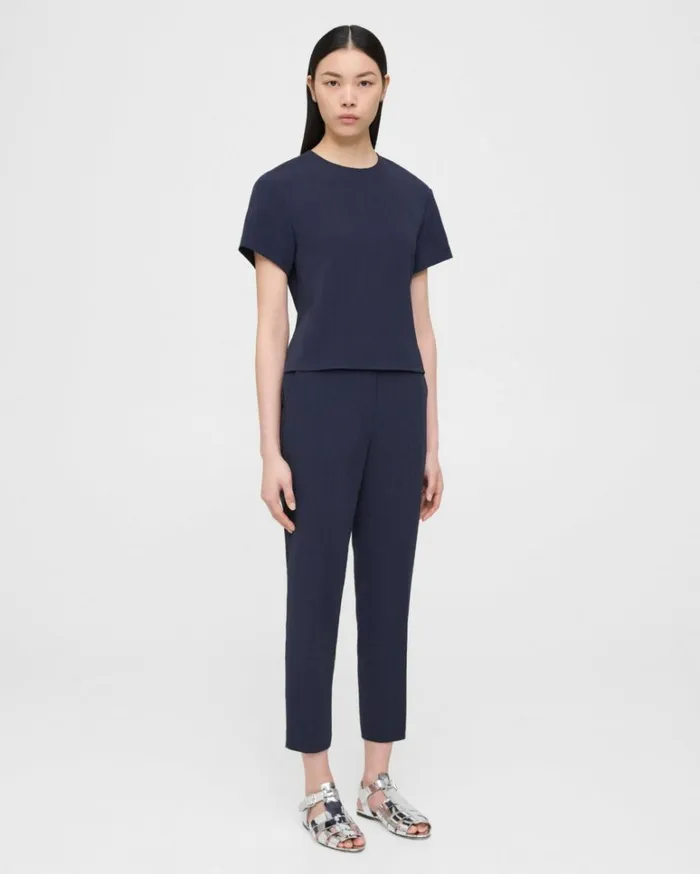 Pants Women Theory Treeca PullOn Pant In Striped Admiral Crepe Nocturne Navy Pants Women Theory Treeca PullOn Pant In Striped Admiral Crepe Nocturne Navy