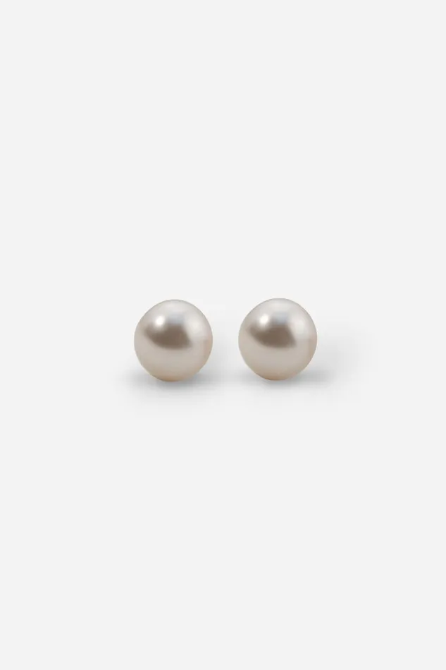 Peach 8mm Faux Pearl Sterling Silver Stud Earrings Women Roman Jewellery
