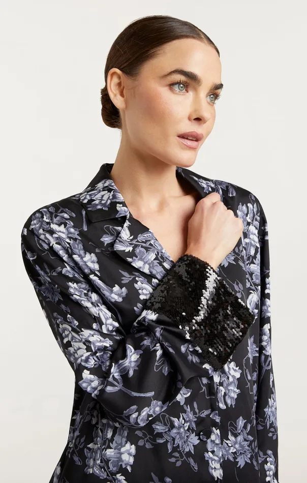 Phoebe Top Coastal Floral Black Multi Women Tops Cinq Sept