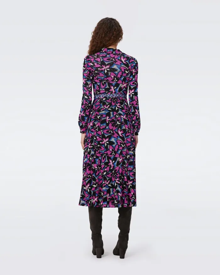 Phoenix Reversible Mesh Wrap Dress Fishnet Floral And Stadium Geo Purple Women DVF Dresses