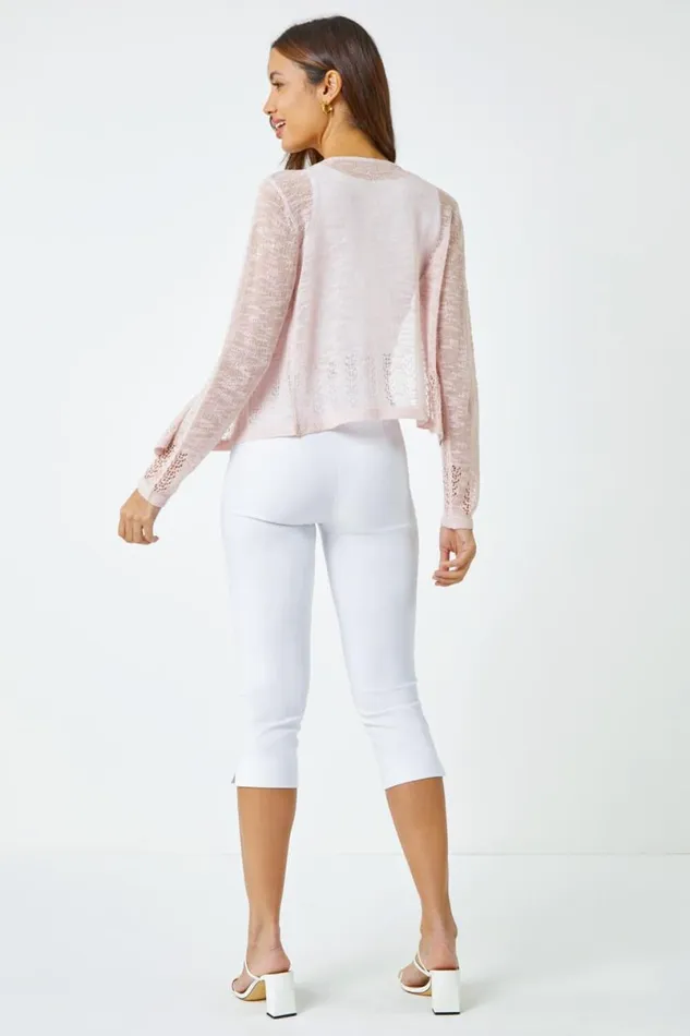 Pink Lightweight Knitted Shrug Women Roman Knitwear