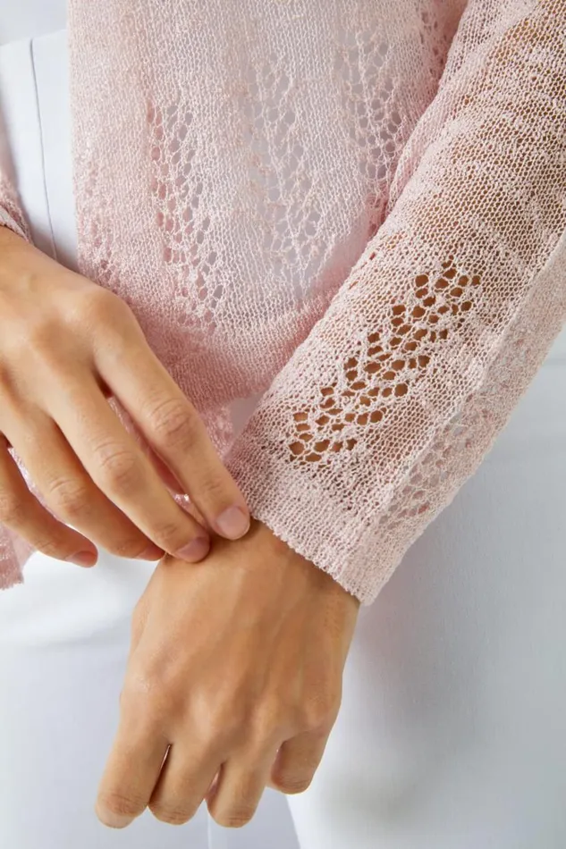 Pink Lightweight Knitted Shrug Women Roman Knitwear