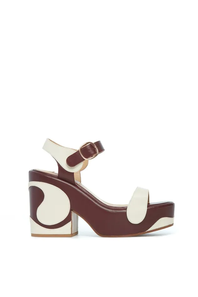 Platforms Women Gabriela Hearst Iris Platform Sandal In Cream Bordeaux Nappa Leather