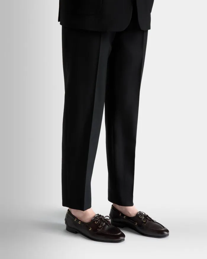 Plume Moccasin In Dark Brown Leather Women Bally Flats and Moccasins