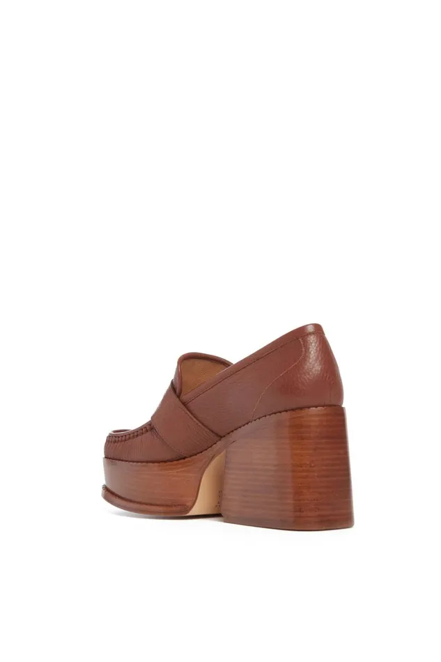 Pumps Women Gabriela Hearst Augusta Platform Loafer In Cognac Textured Leather Pumps Women Gabriela Hearst Augusta Platform Loafer In Cognac Textured Leather