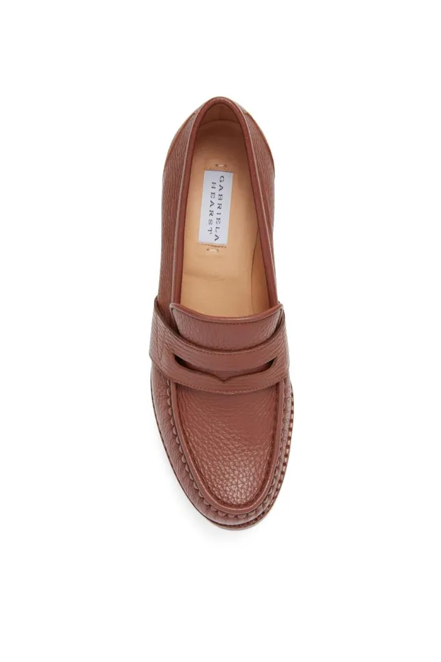 Pumps Women Gabriela Hearst Augusta Platform Loafer In Cognac Textured Leather Pumps Women Gabriela Hearst Augusta Platform Loafer In Cognac Textured Leather