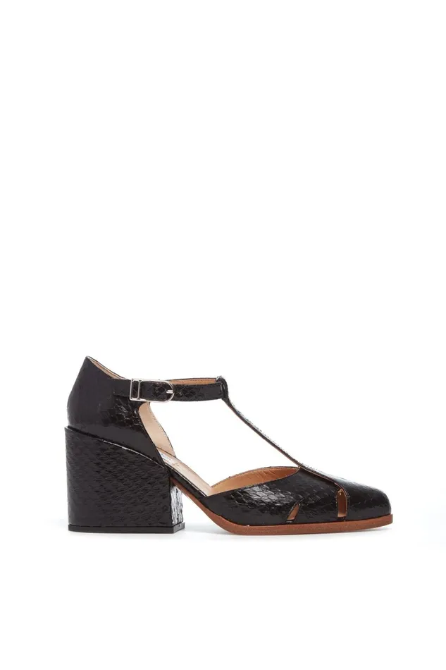 Pumps Women Gabriela Hearst Hawes TStrap Heel In Black Snakeskin