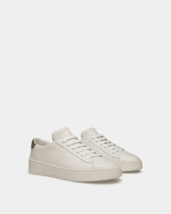 Raise Sneaker In White And Gold Leather Women Bally Sneakers
