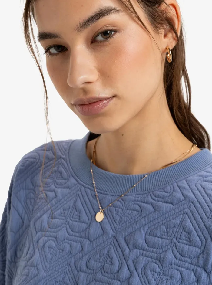 Roxy About Love 8211 Pullover Sweatshirt Infinity Blue Women Sweatshirts and Hoodies