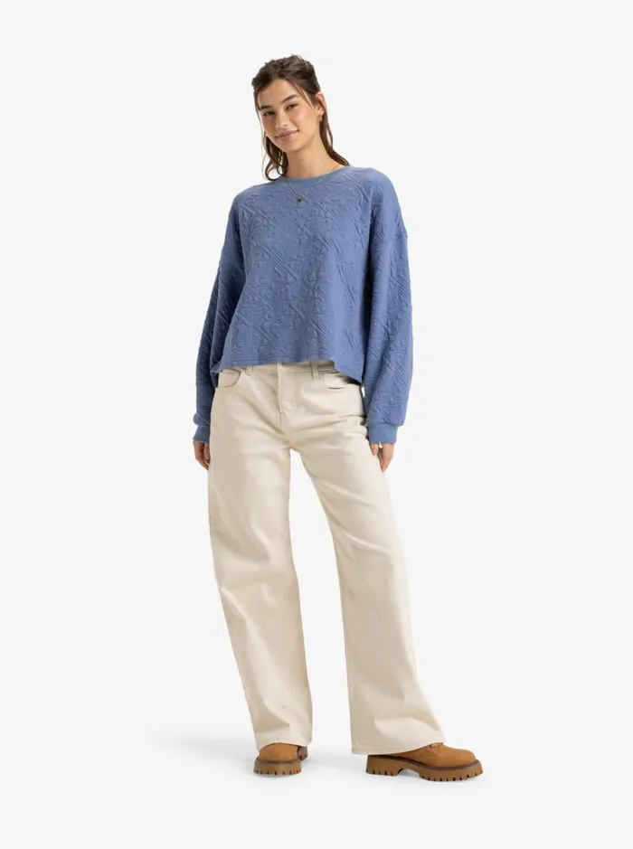 Roxy About Love 8211 Pullover Sweatshirt Infinity Blue Women Sweatshirts and Hoodies