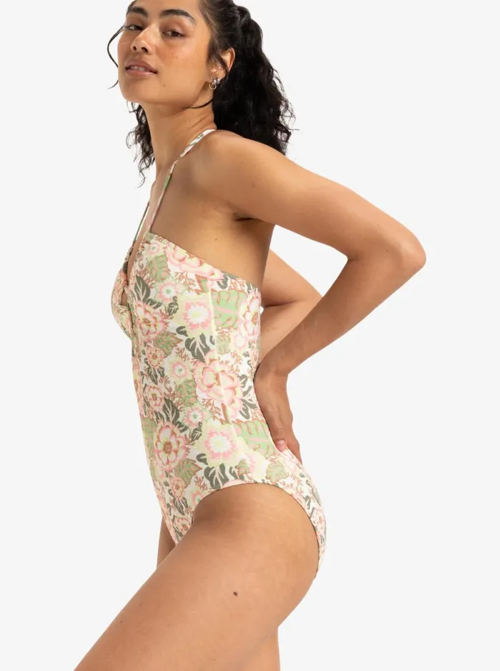 Roxy Canarias 8211 One Piece Swimsuit Oil Green Wild Flower Swim Women Swimsuits