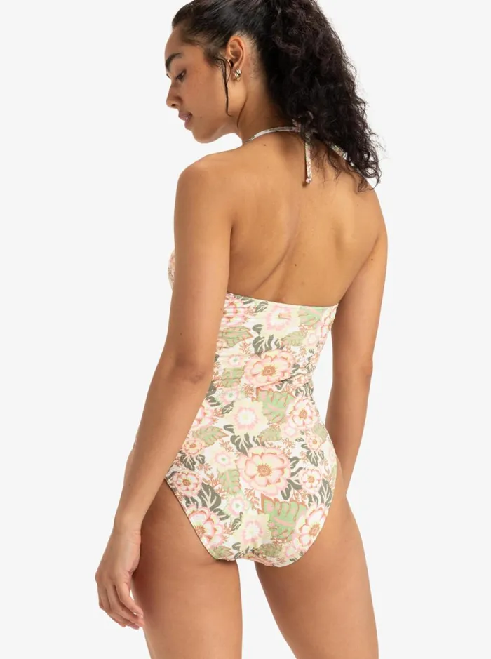 Roxy Canarias 8211 One Piece Swimsuit Oil Green Wild Flower Swim Women Swimsuits