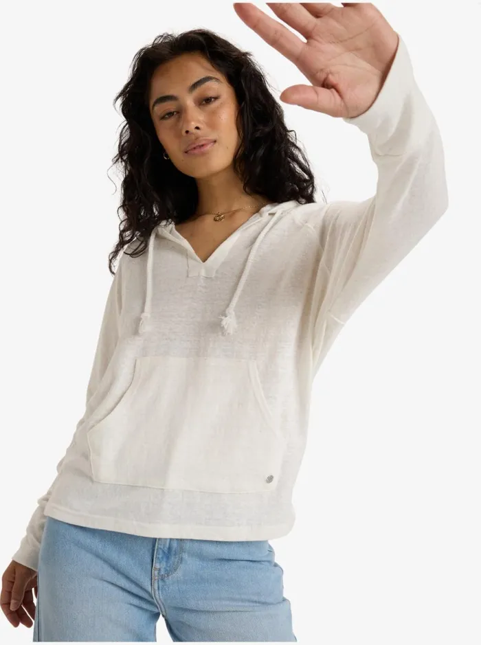 Roxy Destination Surf 8211 Pullover Hoodie Snow White Women Sweatshirts and Hoodies