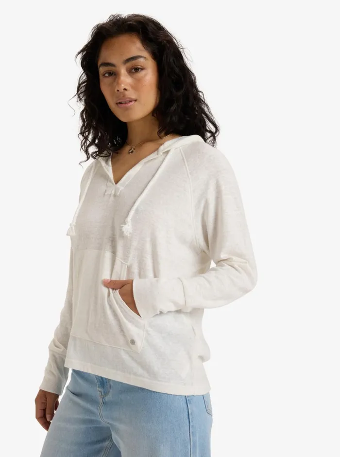 Roxy Destination Surf 8211 Pullover Hoodie Snow White Women Sweatshirts and Hoodies