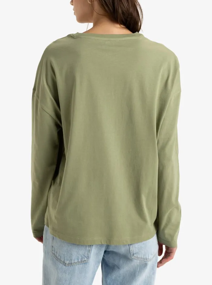 Roxy Dune Explorer 8211 Long Sleeves Tshirt Oil Green Women TShirts and Tops