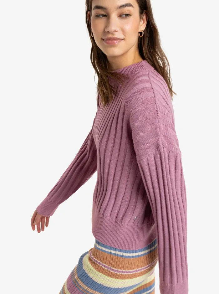 Roxy Exploring Diary 8211 Crew Neck Sweater Mauve Orchid Women Jumpers and Cardigans
