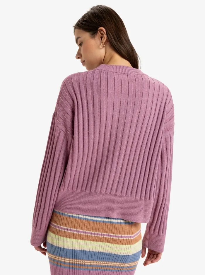 Roxy Exploring Diary 8211 Crew Neck Sweater Mauve Orchid Women Jumpers and Cardigans