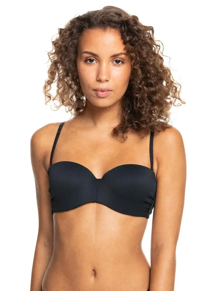 Roxy Roxy Love The Beach Vibe 8211 Bandeau Bikini Top Anthracite Women Bikinis Roxy Roxy Love The Beach Vibe 8211 Bandeau Bikini Top Anthracite Women Bikinis