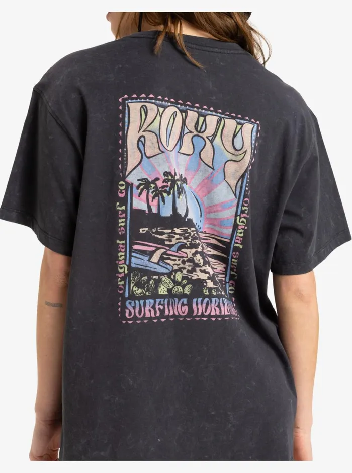 Roxy Sunnyoversize 8211 Short Sleeves TShirt Phantom Women TShirts and Tops