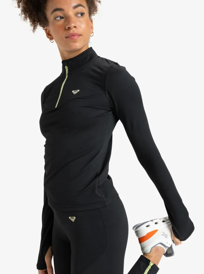 Roxy Waves Of Warmth 8211 Technical Tshirt Anthracite Women TShirts and Tops