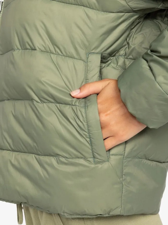 Roxy Wind Bliss 8211 Hooded Padded Jacket Oil Green WomenKids Jackets and Coats