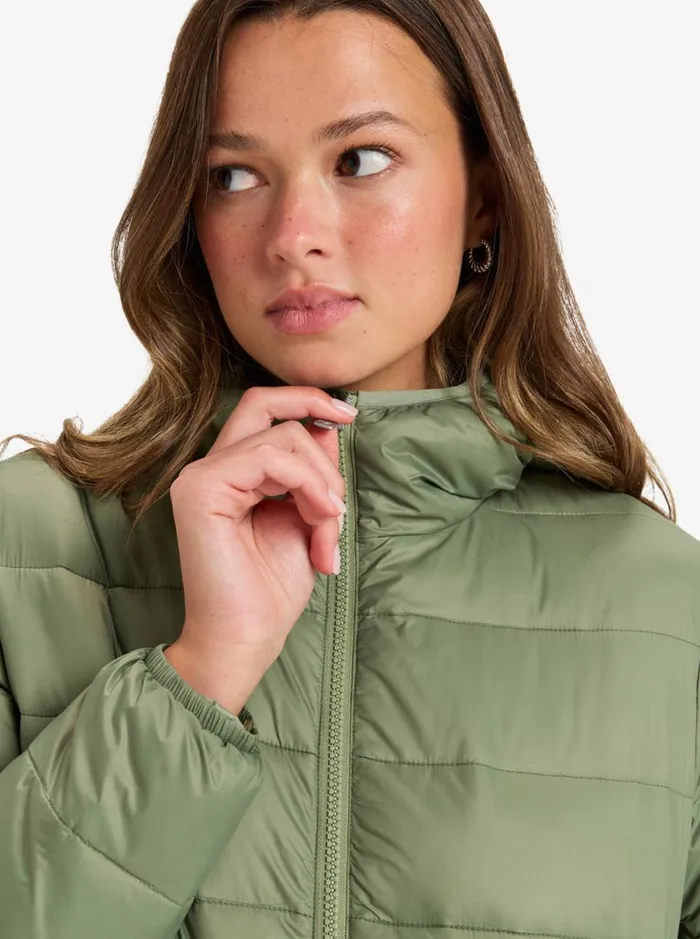 Roxy Wind Bliss 8211 Hooded Padded Jacket Oil Green WomenKids Jackets and Coats