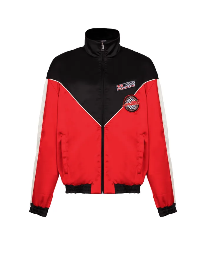 Satin Racing Jacket In Three Colours Red Men Balmain Outerwear