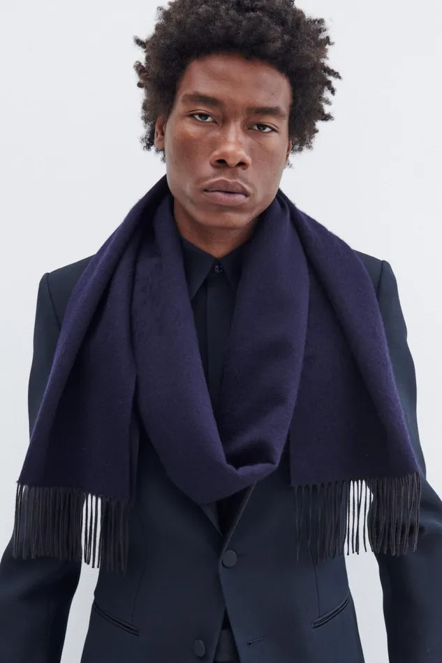 Scarves and Gloves Women Gabriela Hearst Blaine Fringe Scarf In Dark Navy Silk Cashmere Scarves and Gloves Women Gabriela Hearst Blaine Fringe Scarf In Dark Navy Silk Cashmere