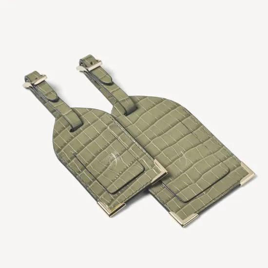 Set Of 2 Luggage Tags Deep Shine Fern Small Croc Women Aspinal Of London Luggage Tags