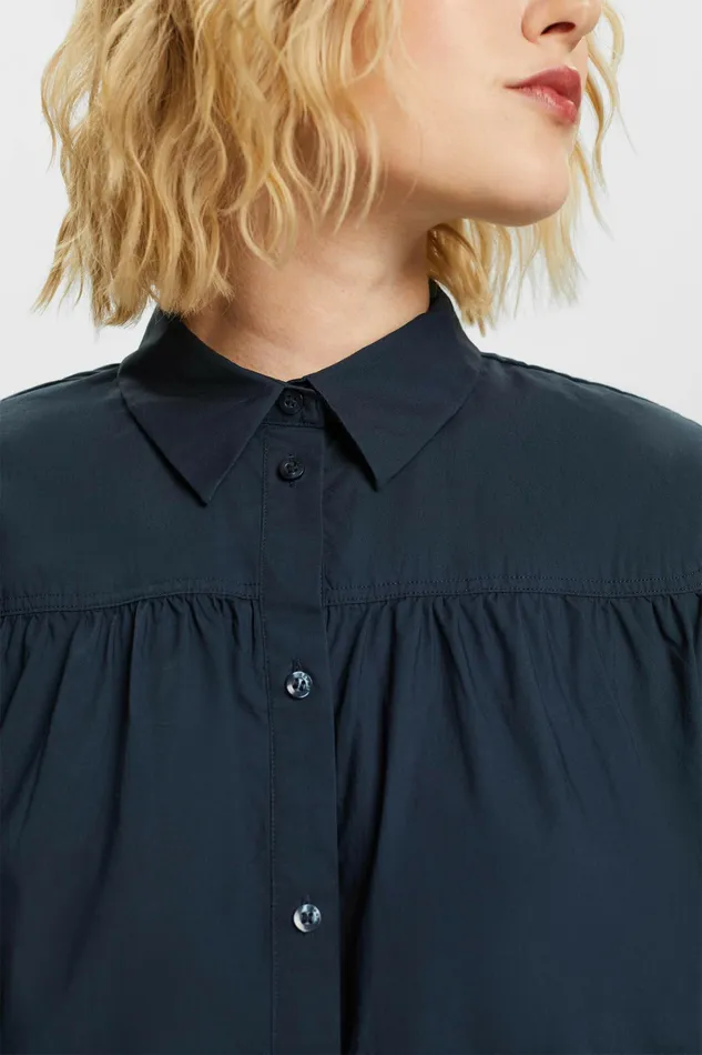 Shirts Blouses Women Esprit Poplin Blouse 100 Cotton Petrol Blue