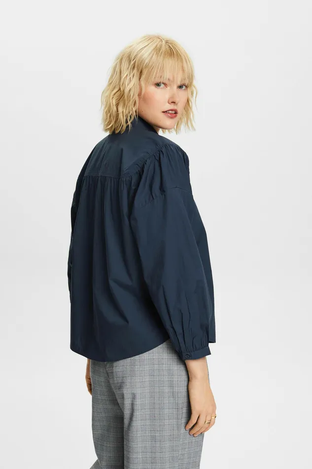 Shirts Blouses Women Esprit Poplin Blouse 100 Cotton Petrol Blue