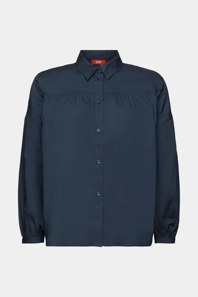 Shirts Blouses Women Esprit Poplin Blouse 100 Cotton Petrol Blue