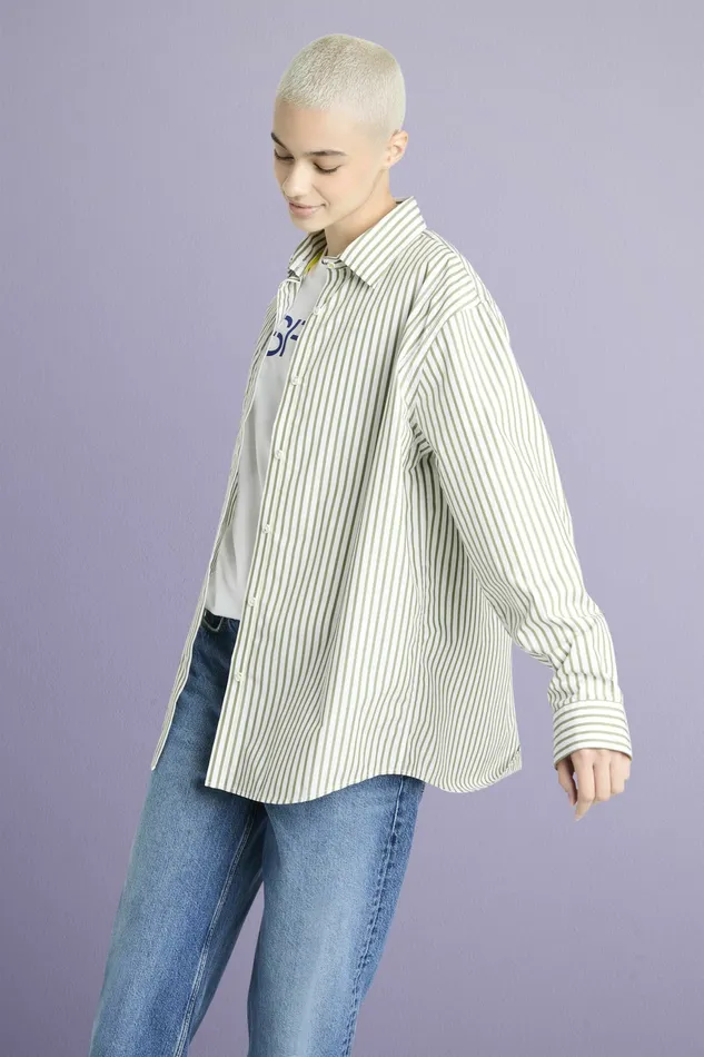 Shirts Blouses Women Esprit Striped CottonPoplin Shirt Light Khaki