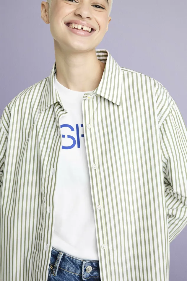 Shirts Blouses Women Esprit Striped CottonPoplin Shirt Light Khaki