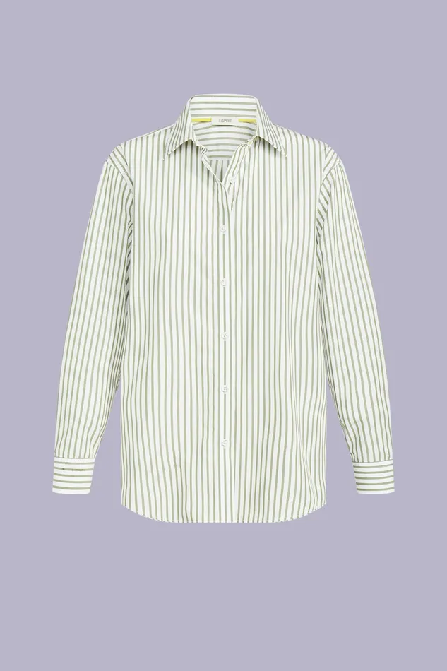 Shirts Blouses Women Esprit Striped CottonPoplin Shirt Light Khaki